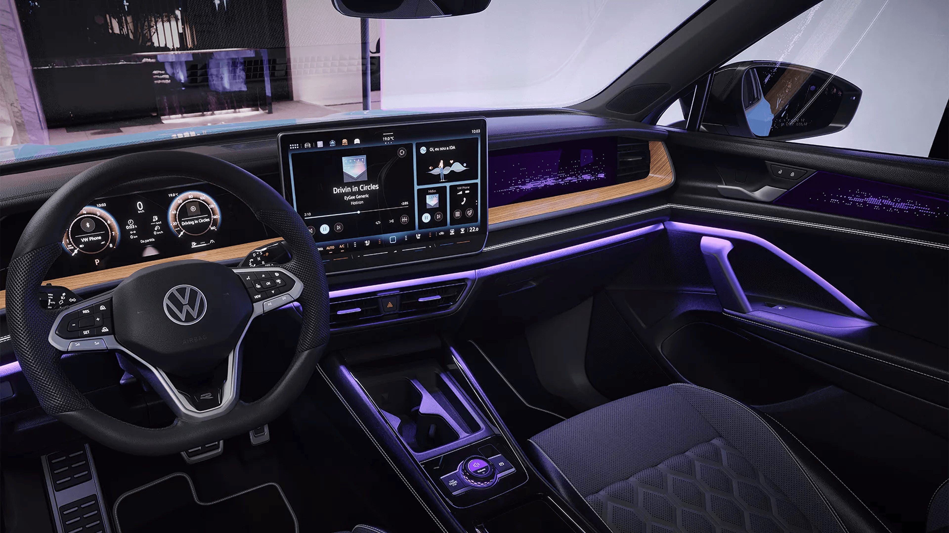 Iluminação ambiente do interior do Novo Tiguan R-Line